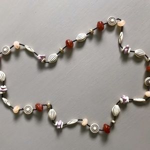 Earth Tone Boho Beaded Stone Necklace